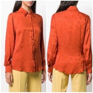 Alexa Chung Floral Jacquard Silk Blend Satin Blouse
